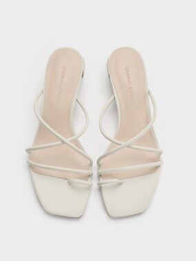 Charles & Keith Meadow Strappy Square Toe-Ring Sandal in White Size 7